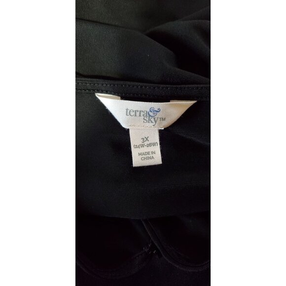 TERRA & SKY WRAP DRESS COLOR BLACK 3/4 SLEEVE  SIZE 3X - Picture 6 of 7